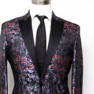 Jos A Bank 42R Camo Dinner Jacket Blazer Slim Fit Peak Lapel E01052